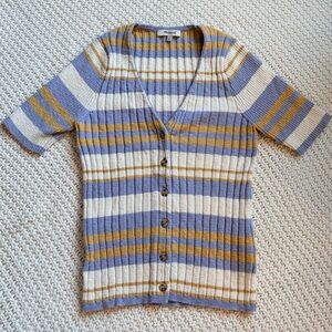 Madewell Glencrest Short Sleeve Sweater Womens Small Button Down Striped